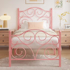 Struttura letto in metallo Javlergo con testiera e pediera arcuate, supporto per doghe in acciaio resistente, non necessita di box spring