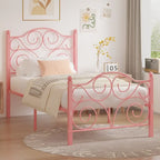 Struttura letto in metallo Javlergo con testiera e pediera arcuate, supporto per doghe in acciaio resistente, non necessita di box spring