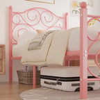 Struttura letto in metallo Javlergo con testiera e pediera arcuate, supporto per doghe in acciaio resistente, non necessita di box spring