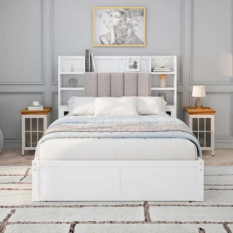 Struttura letto con 4 cassetti portaoggetti portatili sotto il letto