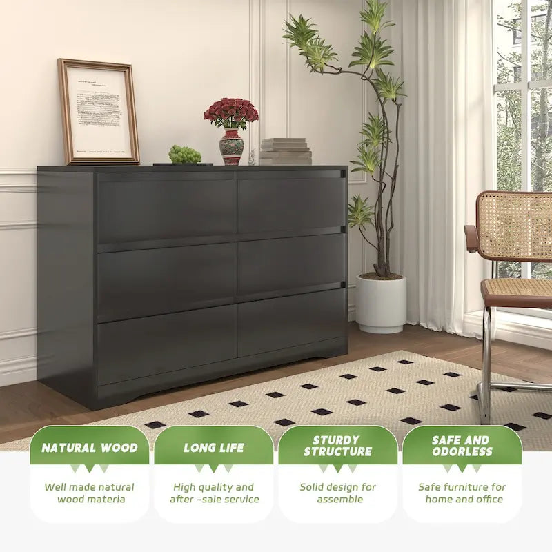 Cassettiera doppia in legno da camera da letto con 6 cassetti, 47,2 W