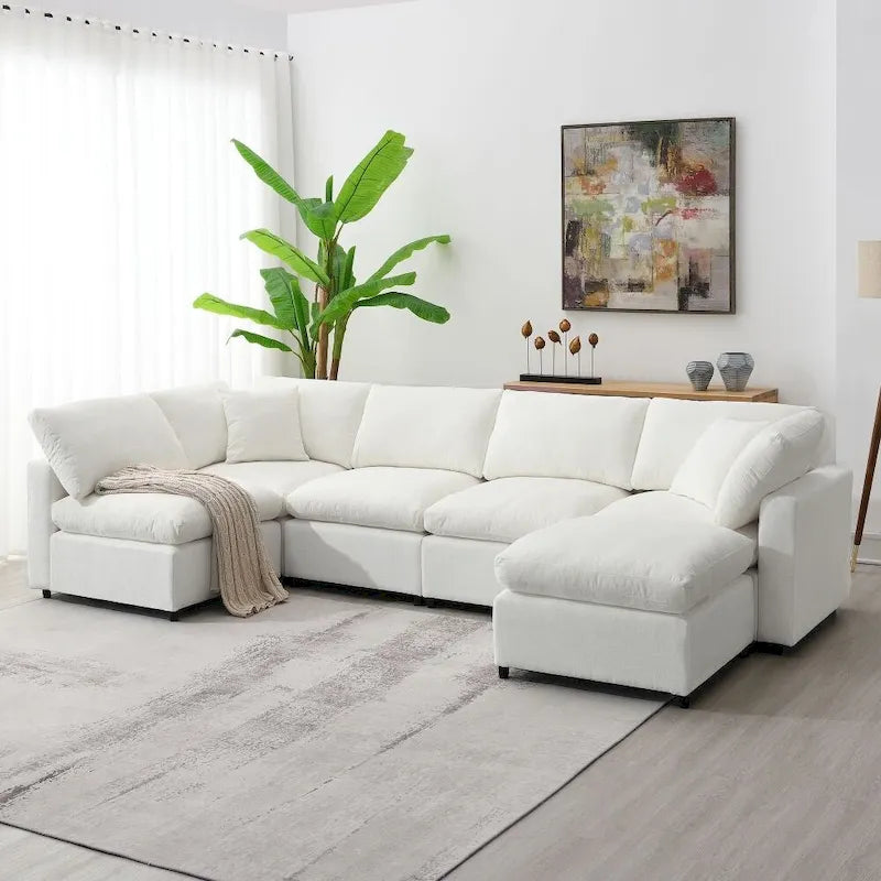 U Shaped Convertible Sectional Sofa with Ottoman