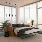 Divano letto trasformabile estraibile in pelle Poly &amp; Bark Napa 82 - Vera pelle italiana pieno fiore