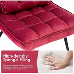 Poltrona Mcombo con poggiapiedi, poltrona con schienale alto imbottito in velluto, sedie imbottite con gambe in metallo per camera da letto e soggiorno 4079