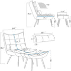 Poltrona Mcombo con poggiapiedi, poltrona con schienale alto imbottito in velluto, sedie imbottite con gambe in metallo per camera da letto e soggiorno 4079