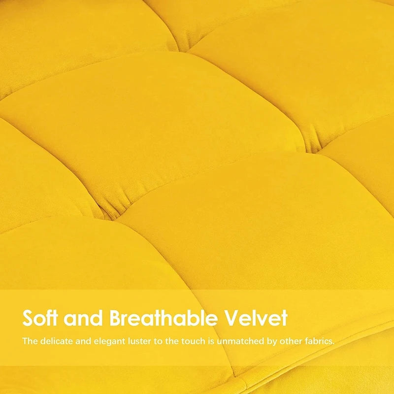 Poltrona Mcombo con poggiapiedi, poltrona con schienale alto imbottito in velluto, sedie imbottite con gambe in metallo per camera da letto e soggiorno 4079