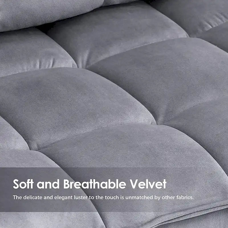 Poltrona Mcombo con poggiapiedi, poltrona con schienale alto imbottito in velluto, sedie imbottite con gambe in metallo per camera da letto e soggiorno 4079