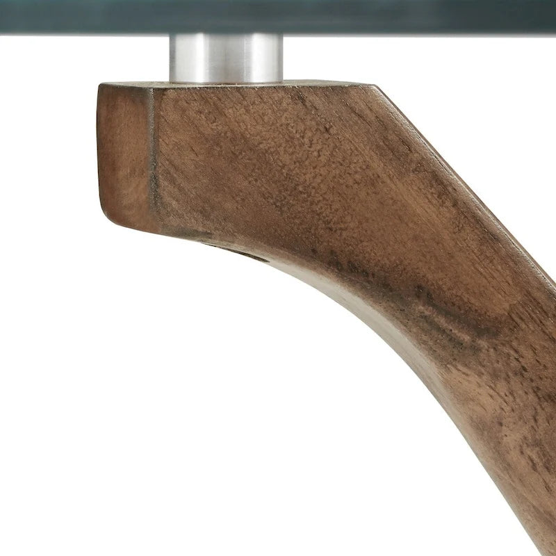 Set da pranzo rotondo con piano in vetro e finitura noce scuro Nadine - Sedie con schienale curvo di iNSPIRE Q Modern