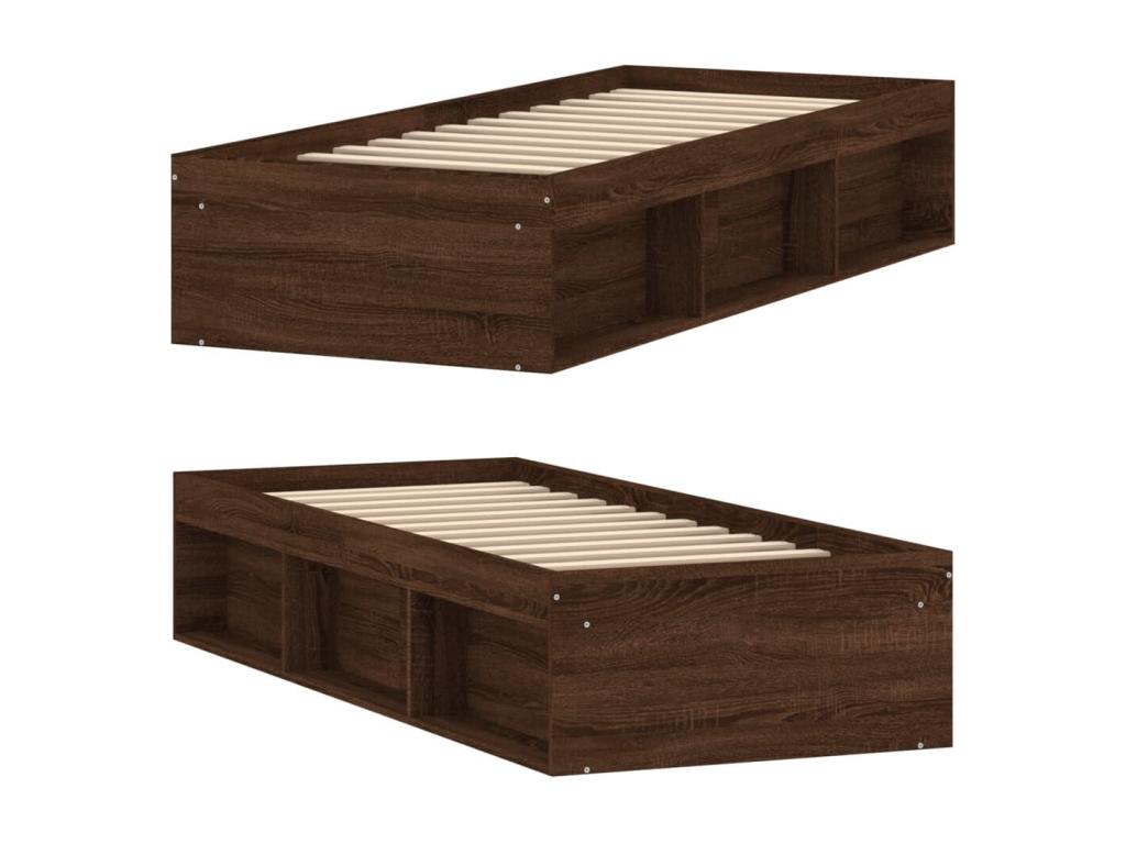 Struttura letto in legno di rovere marrone, 75 x 190 cm
