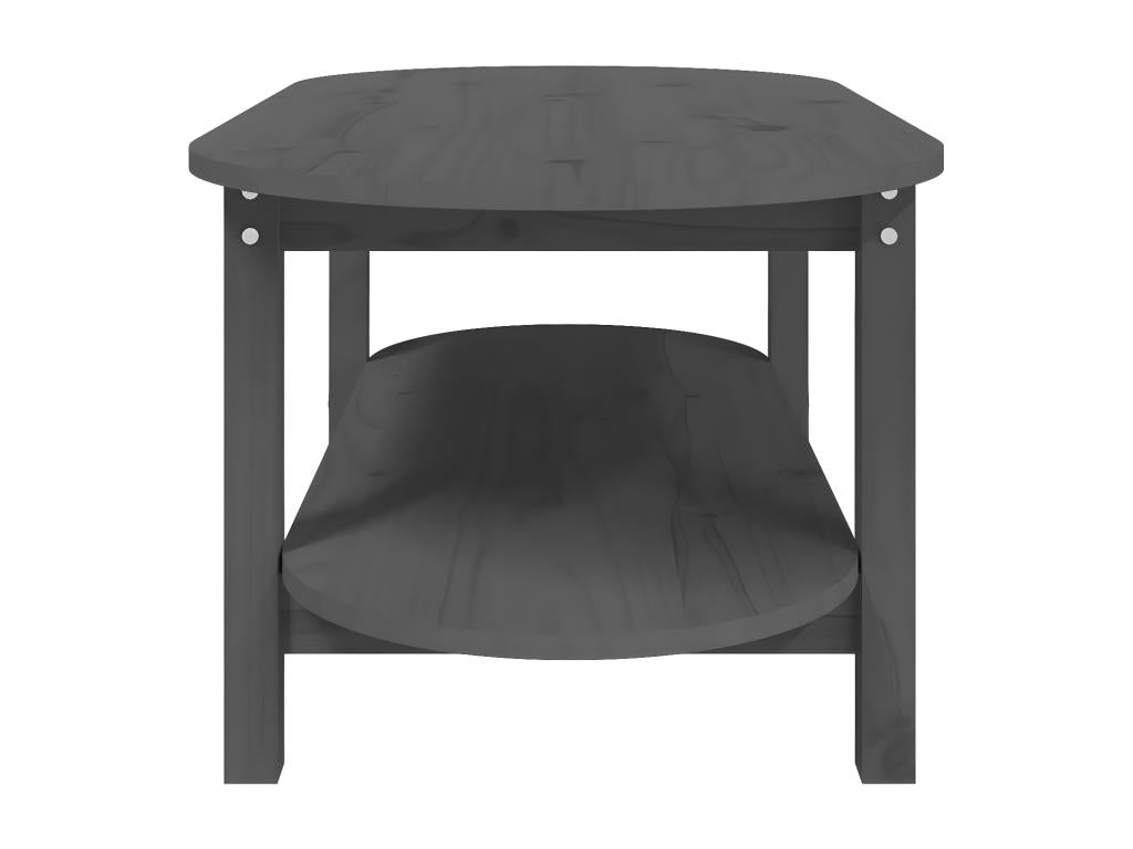 Tavolino da caffè in legno massello grigio, 110 x 55 x 45 cm