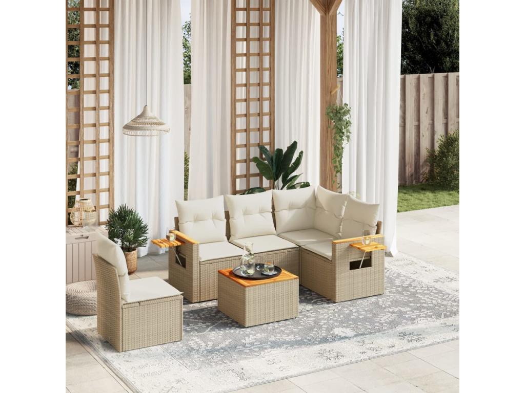 Set di mobili da esterno in vimini intrecciato in resina beige - dlz1766570685896