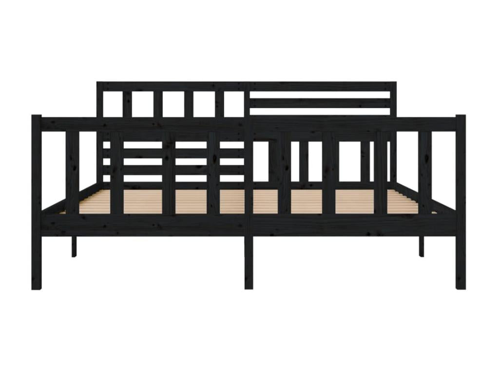 Struttura letto in legno massello nero, 135 x 190 cm