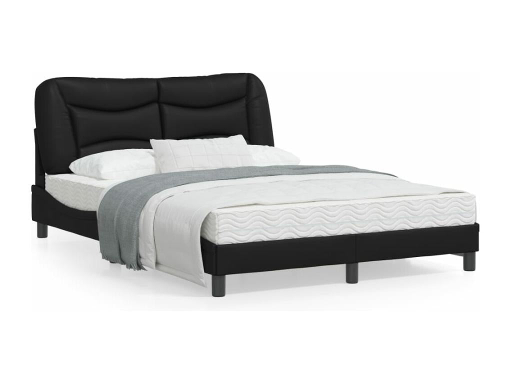Struttura letto in similpelle nera, 140 x 200 cm
