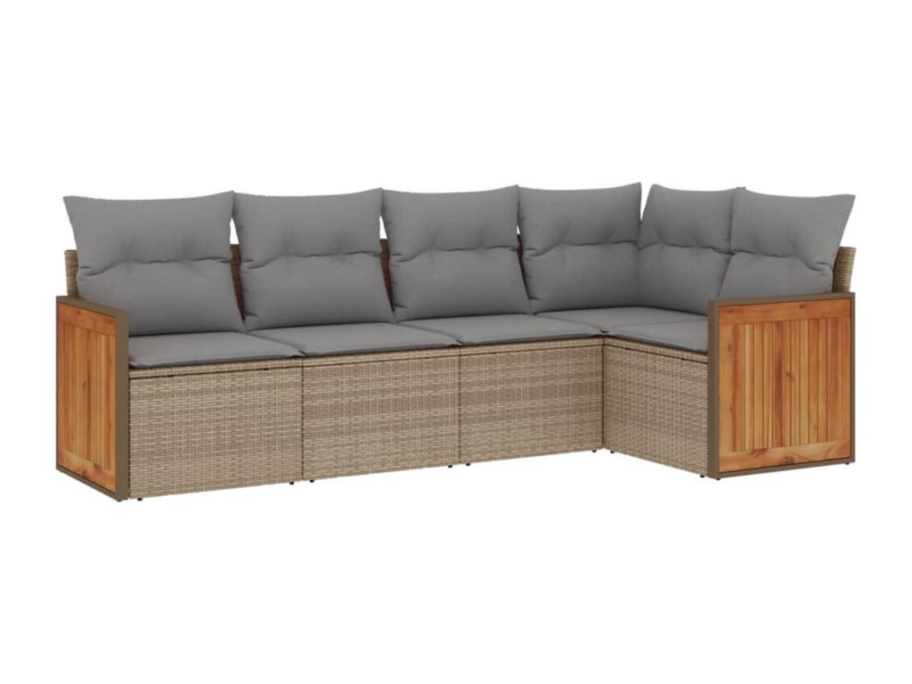 Set di mobili da esterno in vimini intrecciato in resina beige - dlz1766570497283