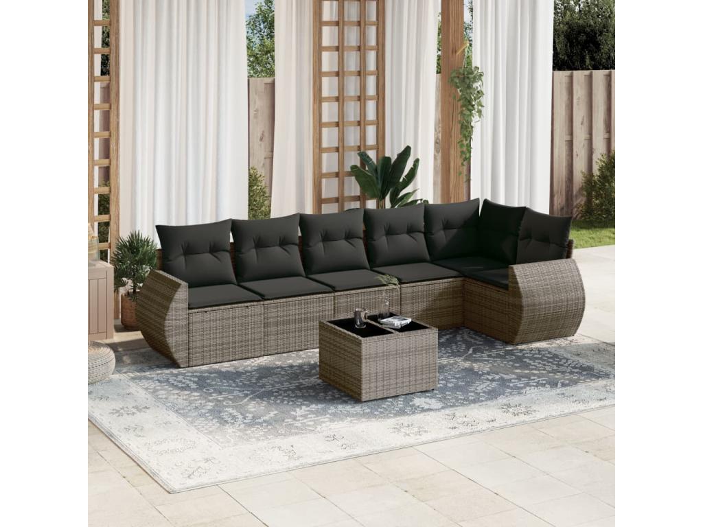 Set di mobili da esterno in vimini intrecciato in resina grigia - dlz1766570874473