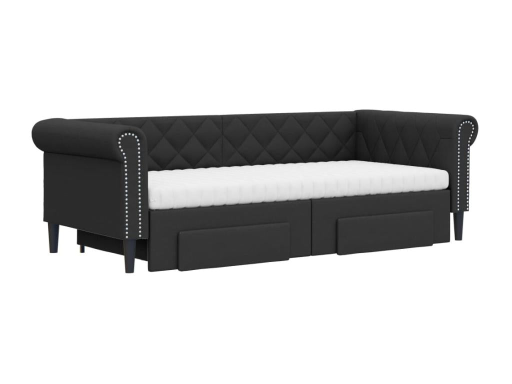 Letto in similpelle nera, 90 x 200 cm