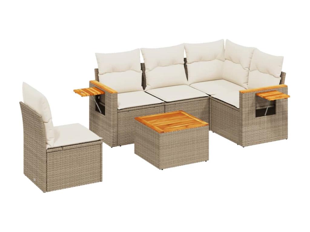 Set di mobili da esterno in vimini intrecciato in resina beige - dlz1766570685896