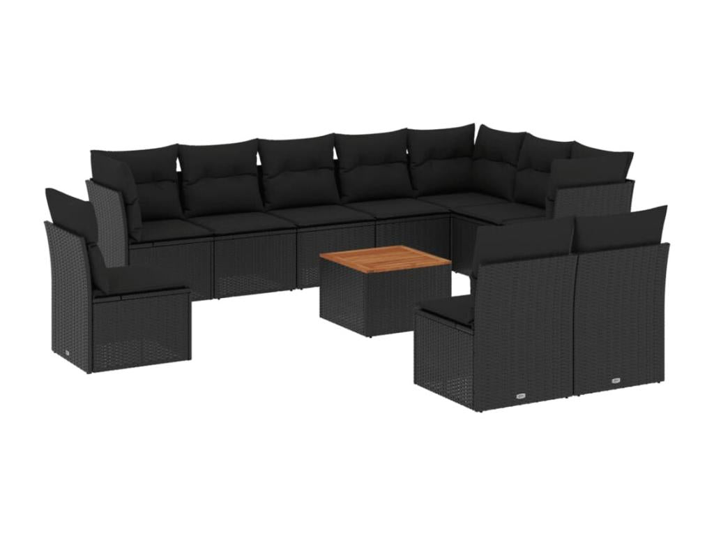 Set di mobili da esterno in vimini intrecciato in resina nera - dlz1766570689754