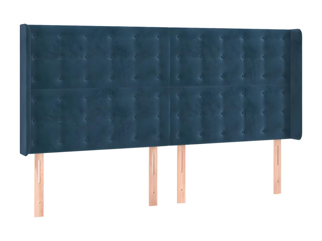 Letto in velluto blu, 163 x 16 x 118 cm