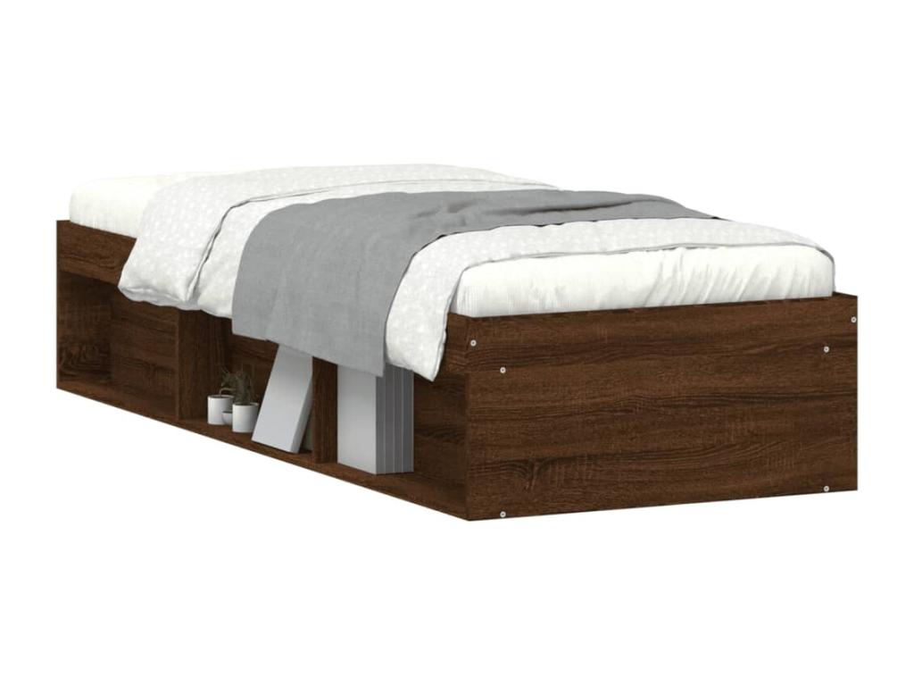 Struttura letto in legno di rovere marrone, 75 x 190 cm