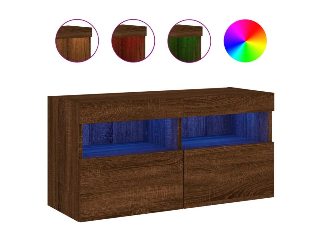 Mobile TV in legno di rovere marrone, 80 x 30 x 40 cm