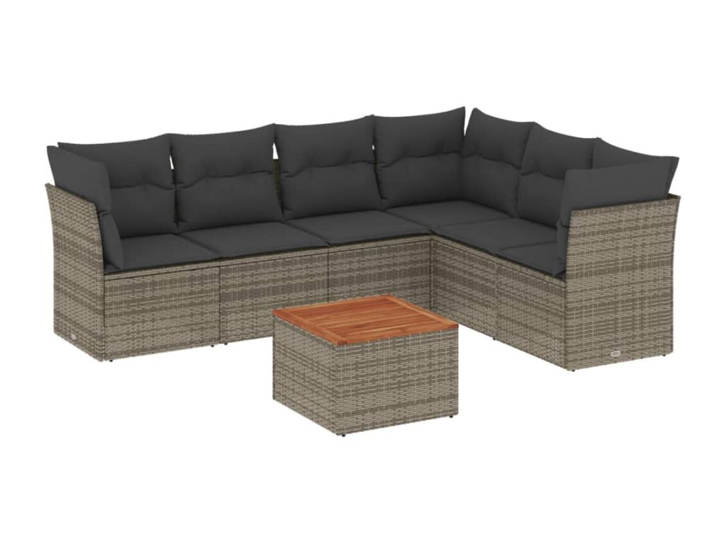 Set di mobili da esterno in vimini intrecciato in resina grigia - dlz1766570751244