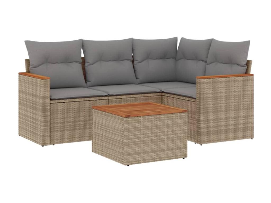 Set di mobili da esterno in vimini intrecciato in resina beige - dlz1766570656465