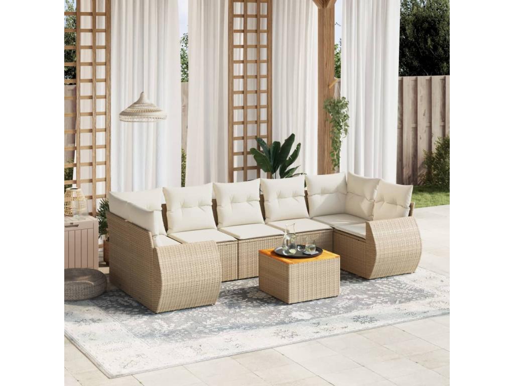 Set di mobili da esterno in vimini intrecciato in resina beige - dlz1766570395663