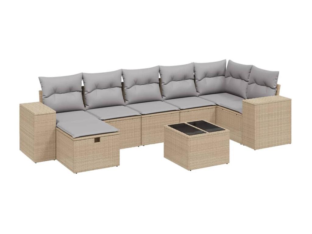 Set di mobili da esterno in vimini intrecciato in resina beige - dlz1766570549438