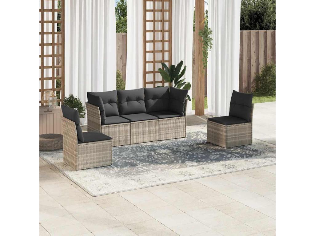 Set di mobili da esterno in vimini intrecciato in resina grigia - dlz1766570881414