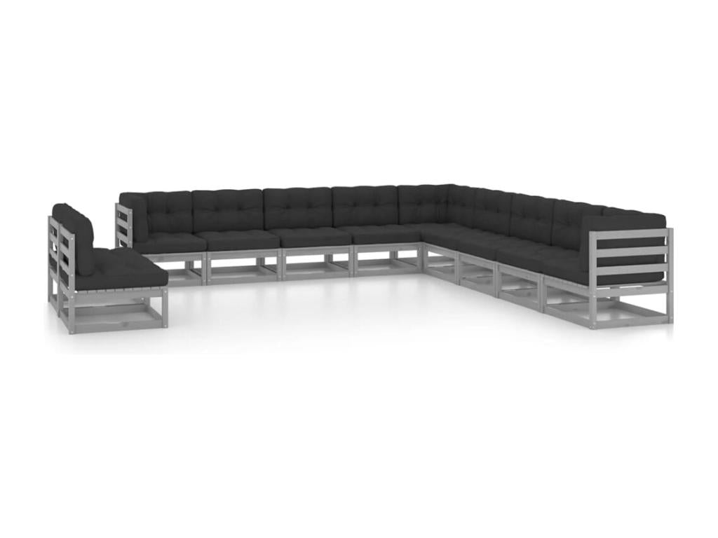 Set di mobili da esterno in legno di pino grigio - dlz1766570884241