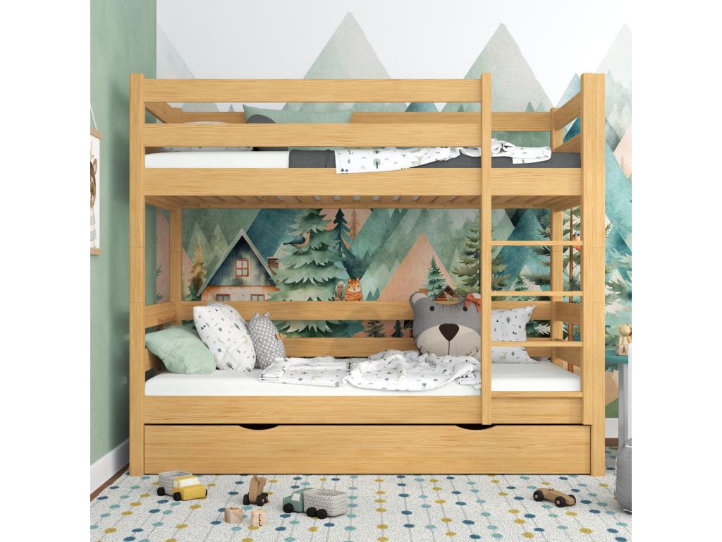 Letto in legno di pino marrone, 80 x 180 cm