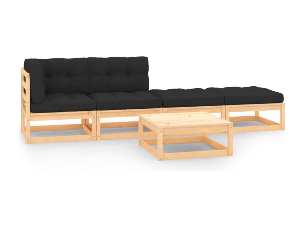 Set di mobili da esterno in legno di pino antracite - dlz1766570721323