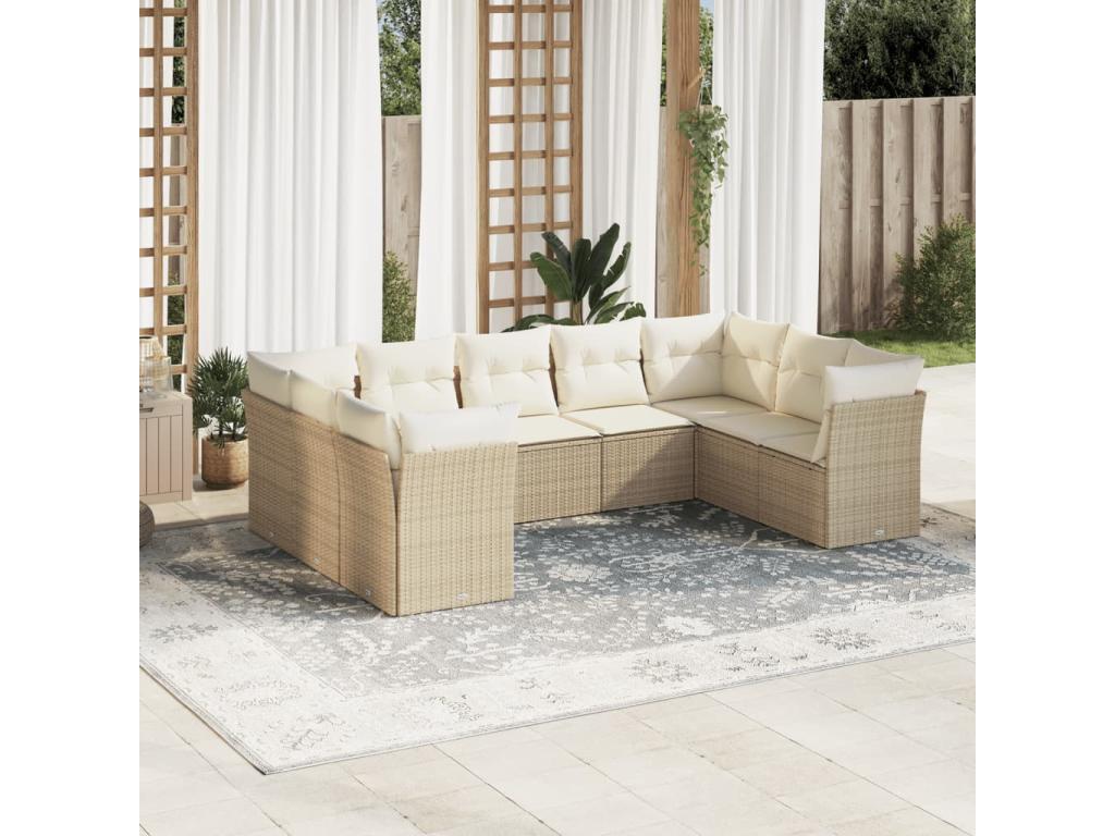 Set di mobili da esterno in vimini intrecciato in resina beige - dlz1766570740484