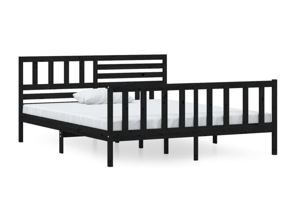 Struttura letto in legno massello nero, 135 x 190 cm