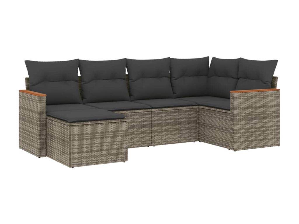 Set di mobili da esterno in vimini intrecciato in resina grigia - dlz1766570827947