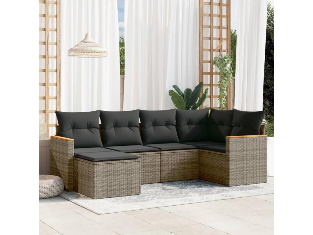 Set di mobili da esterno in vimini intrecciato in resina grigia - dlz1766570827947