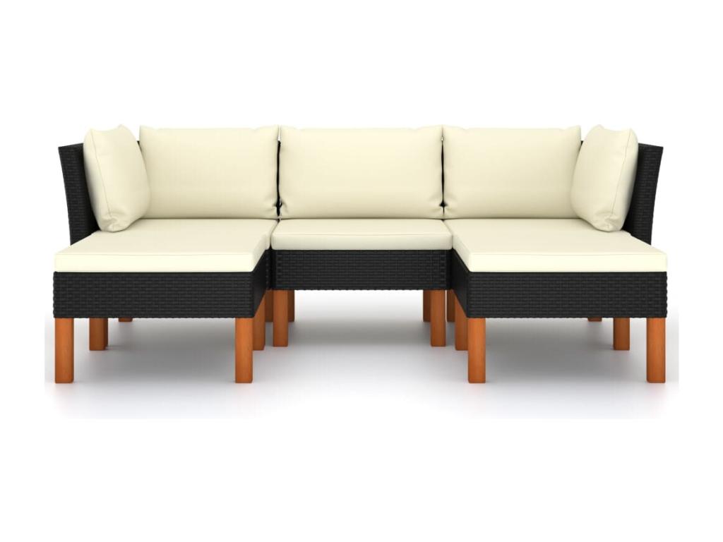 Set di mobili da esterno in vimini intrecciato in resina nera - dlz1766570293095