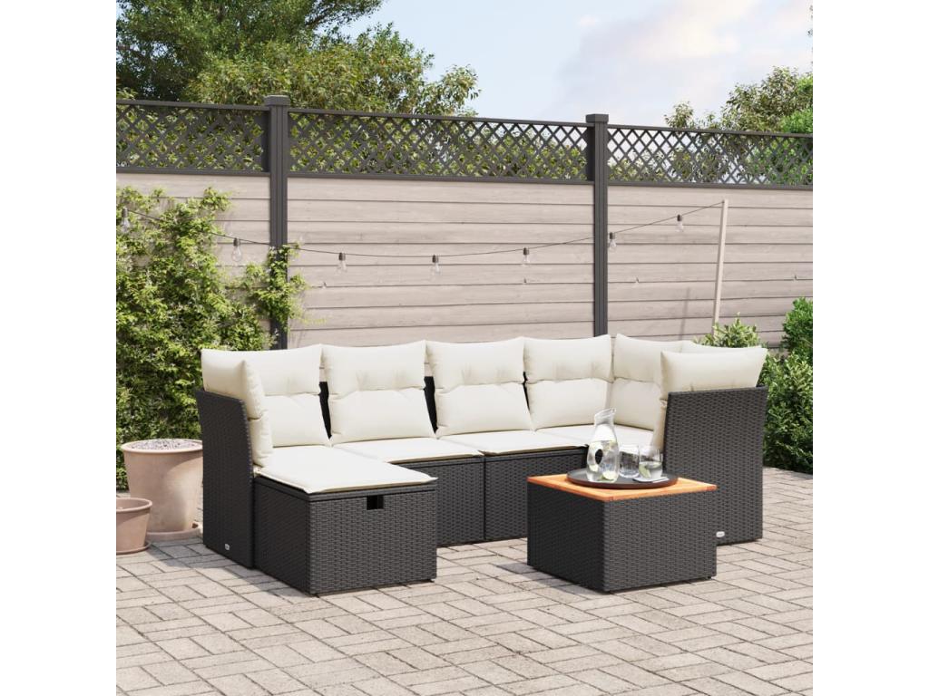 Set di mobili da esterno in vimini intrecciato in resina nera - dlz1766570236975