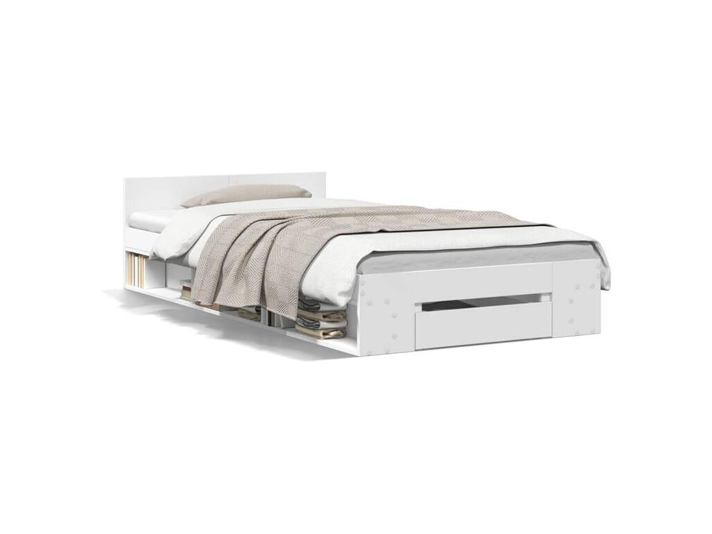 Struttura letto in legno ingegnerizzato bianco, 75 x 190 cm