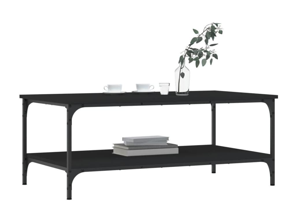 Tavolino da caffè in legno ingegnerizzato nero, 100 x 55 x 40 cm