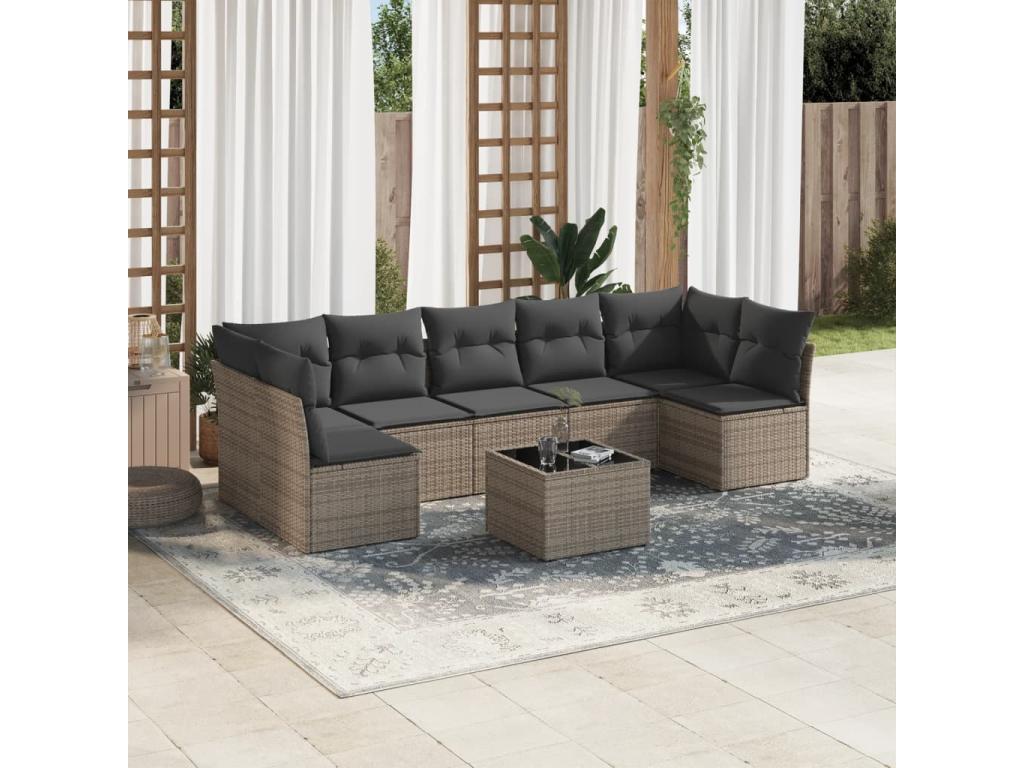 Set di mobili da esterno in vimini intrecciato in resina grigia - dlz1766572100634