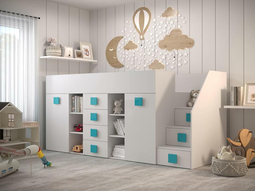 Letto bianco, 94 x 249 x 124 cm