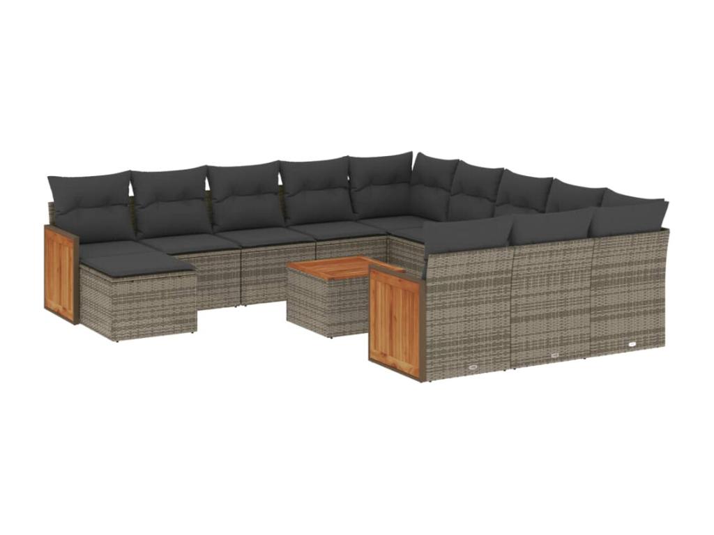 Set di mobili da esterno in vimini intrecciato in resina grigia - dlz1766570309587