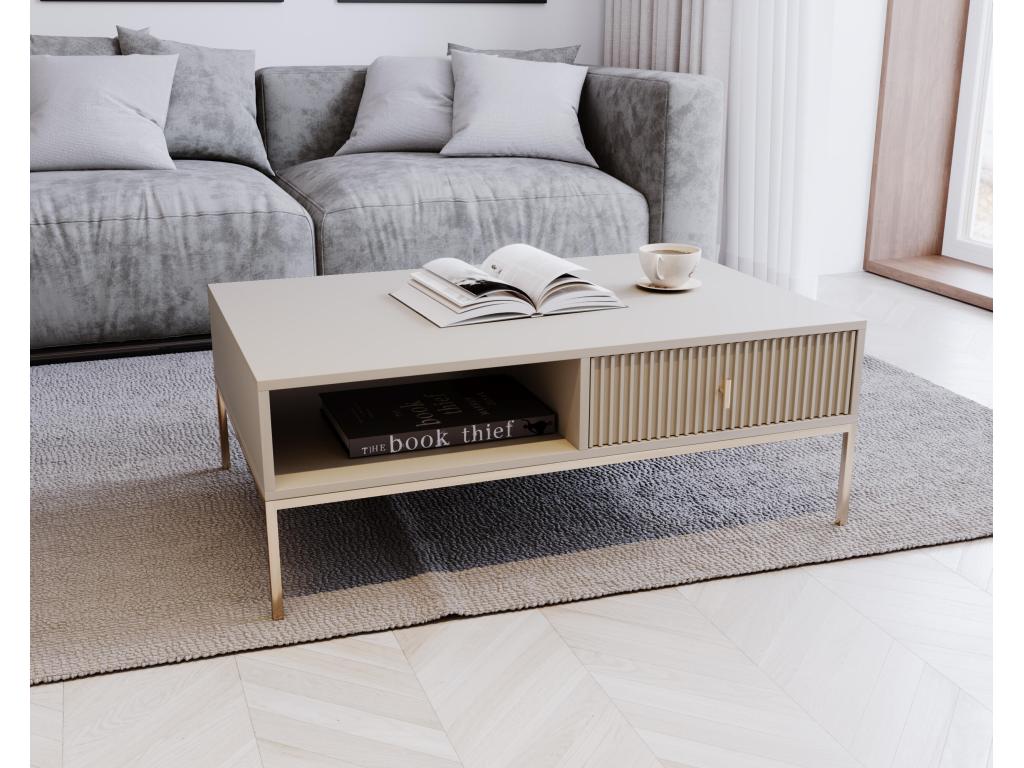 Tavolino da caffè beige, 104 x 68 x 40 cm