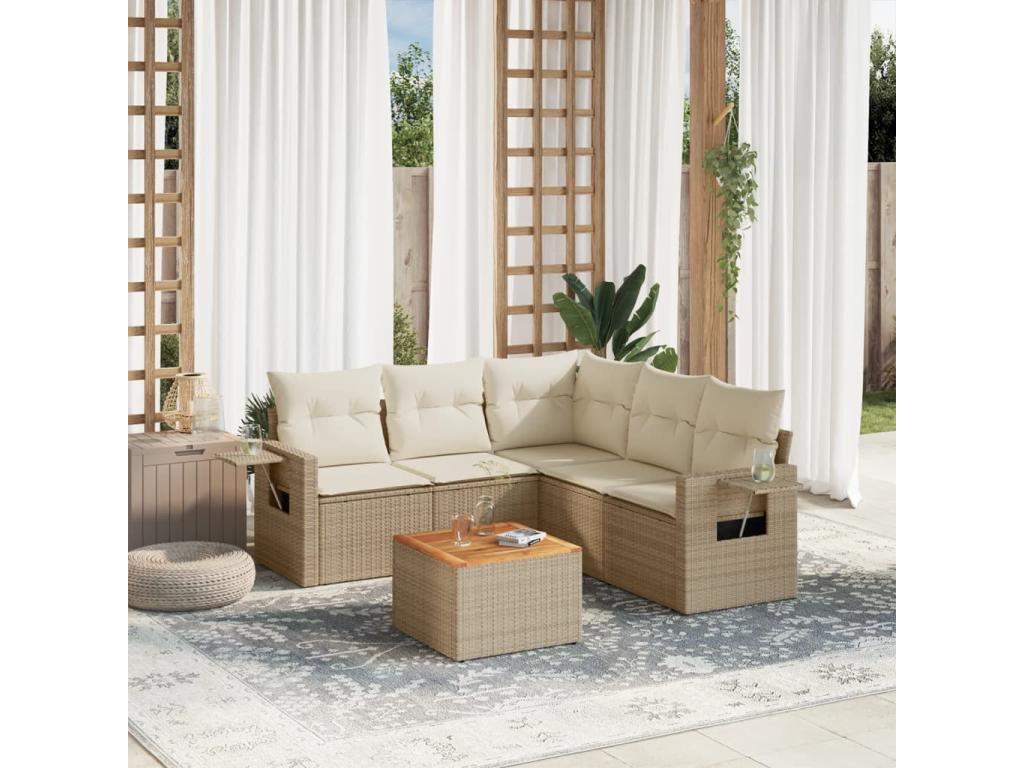 Set di mobili da esterno in vimini intrecciato in resina beige - dlz1766570646632