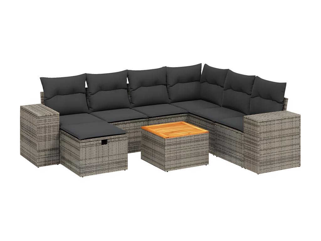 Set di mobili da esterno in vimini intrecciato in resina grigia - dlz1766570782815