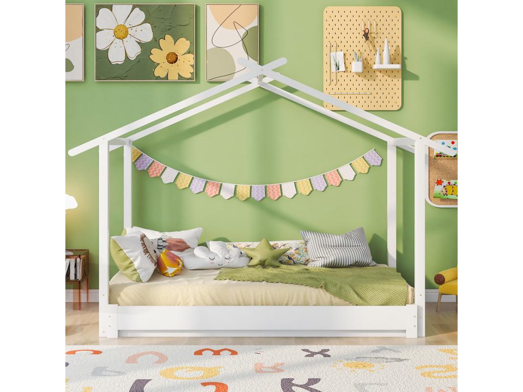 Letto in legno di pino bianco, 90 x 190 cm