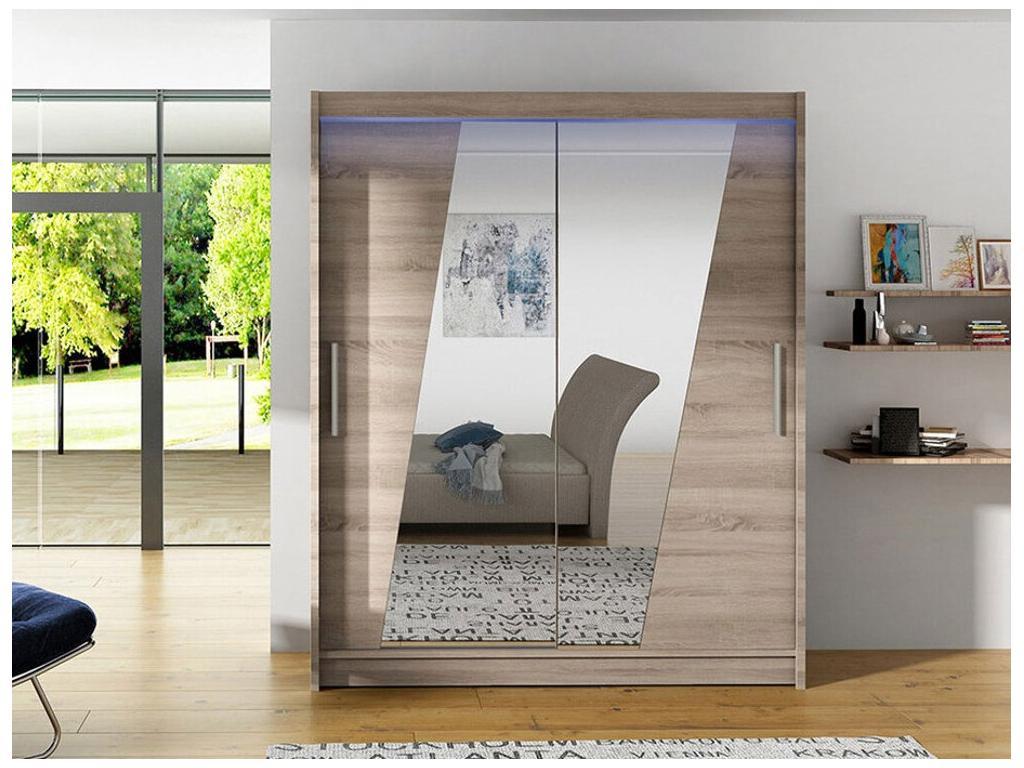 Armadio in legno di rovere marrone, 200 x 150 x 58 cm