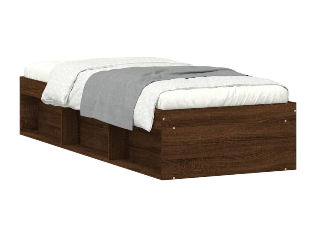 Struttura letto in legno di rovere marrone, 75 x 190 cm